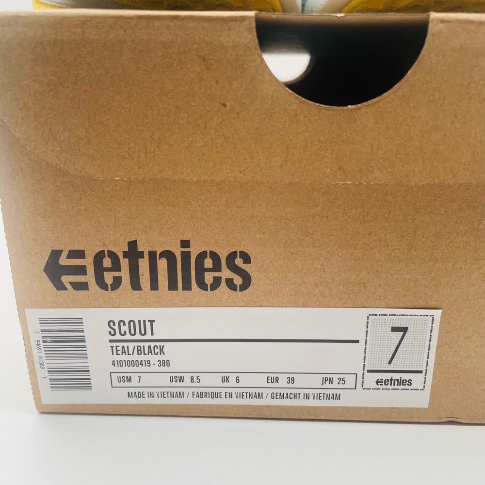 Etnies‎ Scout Teal Black Mesh Lightweight Skate Shoes Mens 7 Womens 8.5 Skater - Picture 3 of 6